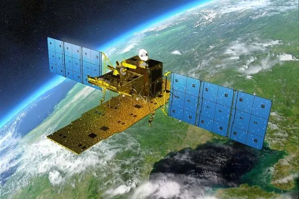 A computer-generated image of the ALOS-2/Daichi-2 Earth observation satellite.  Credit: JAXA